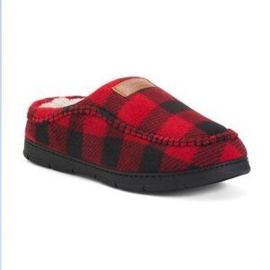 NWT Men Coleman Indoor Outdoor Camp mule Slippers Red Plaid